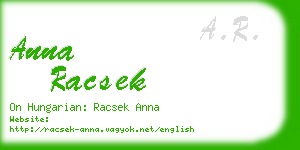 anna racsek business card